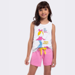 Pijama Regata Infantil Xô Preguiça Turma da Bia