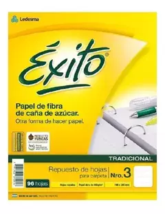 Repuesto Escolar de Carpeta Exito N°3 Ecologico 96 Hojas Rayado