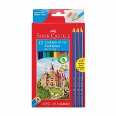 Lapices de Colores Faber Castell x 12 Largos Caja Roja + 3 Lápices grafito