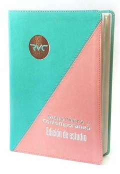 Biblia de estudio Eco cuero rosa Reina Valera Contemporánea