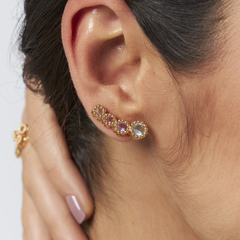 Brinco EAR Cuff com Cristais diversos coloridos banhado a ouro na internet