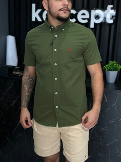 CAMISA SARJA R.L MANGA CURTA VERDE MILITAR