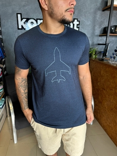 T-SHIRT AERO AVIAO VAZADO AZUL MESCLA - koncept