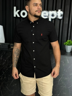 CAMISA SARJA R.L MANGA CURTA PRETO - koncept