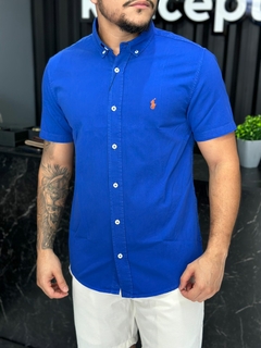 CAMISA SARJA R.L MANGA CURTA AZUL ROYAL - loja online