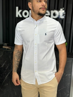 CAMISA SARJA R.L MANGA CURTA BRANCO - loja online