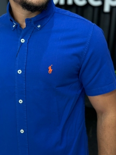 CAMISA SARJA R.L MANGA CURTA AZUL ROYAL - koncept