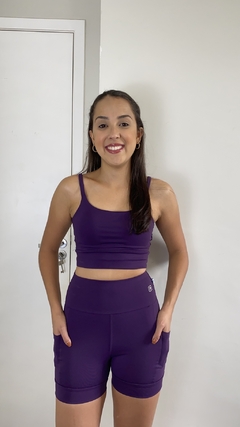 Conjunto Corrida 2 Bolsos Roxo - LA Moda Fitness