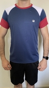 Camiseta Dry Fit Recortes Azul/Vermelho