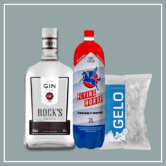 Combo Gin Rocks Trad. + Flying Horse 2L + Gelo 5kg