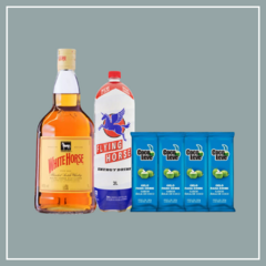 Whisky White Horse + Flying Horse + 4 Gelos de Coco