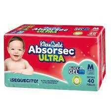 Pañal Kleen Bebé Absorsec Ultra Mediano 40 Piezas