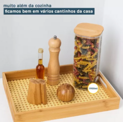 POTE DE VIDRO COM TAMPA EM BAMBU QUADRADO - 1,9L - INOVA BAMBU