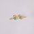 Brinco Ear Cuff Palito de Zirconias com Quadrado de Cristal no Dourado com Verde - comprar online