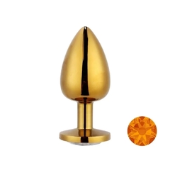 PLUG ANAL G EM METAL DOURADO COM PEDRA REDONDA - comprar online