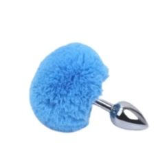 PLUG ANAL M DE AÇO PRATA COM POMPOM