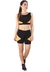 Conjunto Fitness Cropped Com Faixa Amarelo + Shorts Preto Com Amarelo