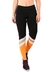 Calça Legging e detalhe amarelo Fitness Preto Com listras Branco