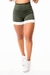 Short Fitness Academia Verde Militar com Branco Cintura Alta - comprar online