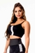 Top Cropped Fitness Academia Preto Com Tela Dry Fit e Elástico Branco Alcinha - comprar online