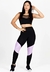 Conjunto Fitness Cropped Tule + Calça Legging Detalhe Lilás