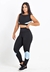 Conjunto Fitness Cropped + Calça Legging Triângulo Preto com Azul