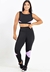 Conjunto Fitness Cropped + Calça Legging Triângulo Preto com Lilás