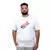 Camiseta masculina plus size branca com estampa do Rock In Rio 2024, apresentando guitarra e logo do festival.