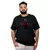 Camiseta masculina plus size preta com estampa de Deadpool e Wolverine em fusão