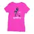 Camisa feminina baby look rosa com estampa da cantora Katy Perry durante o Rock In Rio 2024.