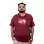 Camiseta masculina plus size na cor vinho com estampa do Rock In Rio 40 anos.