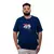 Camiseta masculina plus size azul com estampa do Rock In Rio 40 anos 2024