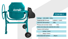 BETONERA DE CONCRETO 180LT 1.10HP