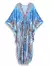 Kaftan Reto com Renda Azul Boho Decote em V e Manga Curta