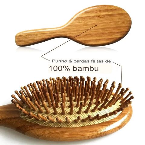 Escova de Cabelo de Bambu Natural
