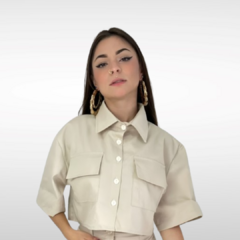 Cropped Workshirt Cargo Bege