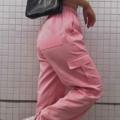 Calça Cargo Unissex Rosa Bebê - comprar online