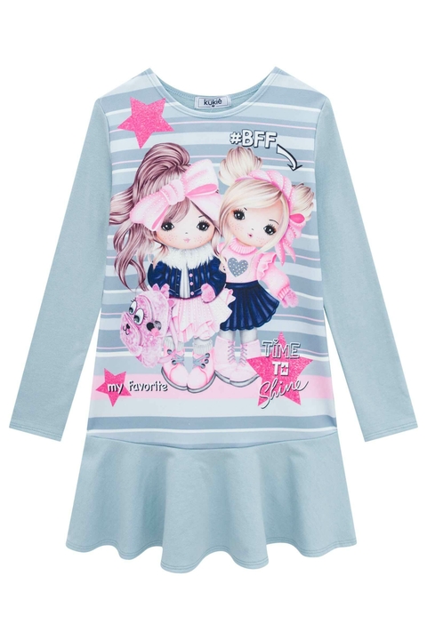 Vestido Inverno Juvenil manga longa em Molecotton - Le petit Kukiê