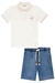 Conjunto de Camisa Polo em Cotton Linho e Bermuda em Jeans Liz 66380 LucBoo