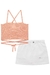 Conjunto de Top Cropped em Malha Vichy e Shorts Saia em Sarja Pita 68824 Lilimoon - comprar online