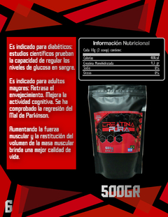 Creatina Monohidratada Micronizada x 500 gramos Sabor Frutilla