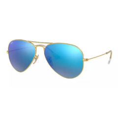 LENTE DE SOL RAY BAN AVIADOR GOLD AZUL ESPEJADO MEDIUM