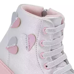 Bota Klin Infantil Menina Rock Mini Corações Prata/Rosa - comprar online