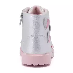 Bota Klin Infantil Menina Rock Mini Corações Prata/Rosa na internet