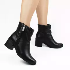 Bota Bottero Cano Baixo Couro Burnish Preto - Casual Calçados