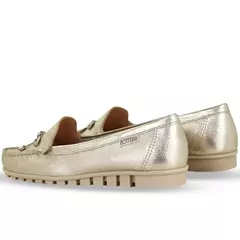 Mocassim Bottero Roma Dourado Couro Metalizado Elegante - Casual Calçados