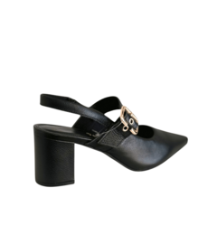 Sapato Scarpin Tchocco Couro Feminino Salto Bloco Preto - Casual Calçados