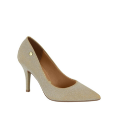 Sapato Vizzano Scarpin Tela Shine Paris Dourado