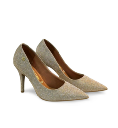 Sapato Vizzano Scarpin Tela Shine Paris Dourado - comprar online