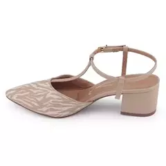 Sapato Vizzano Feminino Salto Bloco Bege/Off White - comprar online